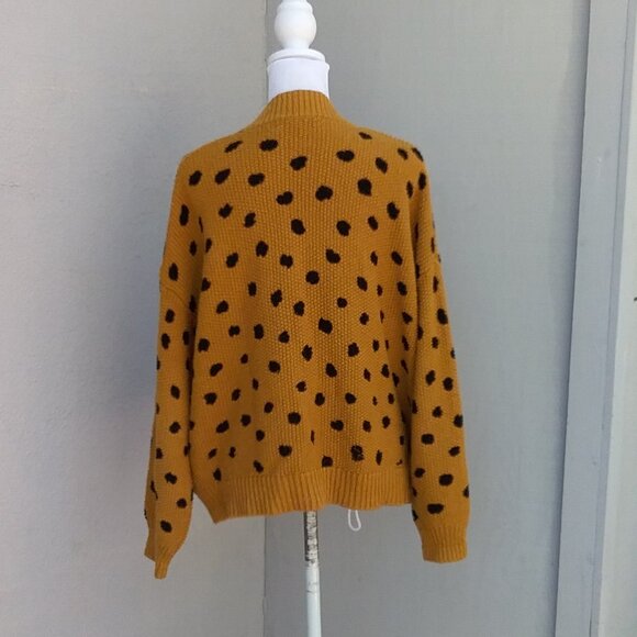 Madewell Sweater Women's Small Cardigan Old Gold and Black Polka Dots Purdue - Picture 7 of 10